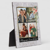 Moderne LIEBE YOU 4 Foto Silver Glitzer Valentine' Fotoplatte (Seite)