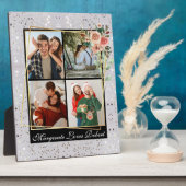 Moderne LIEBE YOU 4 Foto Silver Glitzer Valentine' Fotoplatte (Seite)
