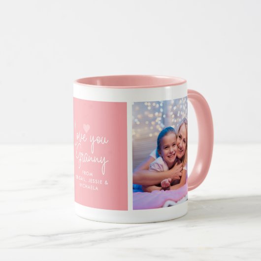 Moderne "Liebe you Granny" 2-Foto Tasse (VorderseiteRechts)