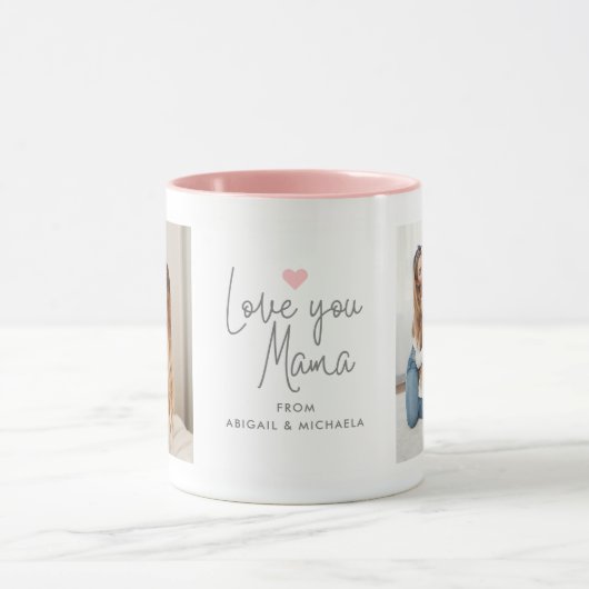 Moderne "Liebe you Mama" 2-Foto Tasse (Zentrum)