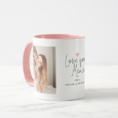 Moderne "Liebe you Mama" 2-Foto Tasse (Vorderseite Links)