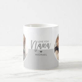 Moderne Liebe You Nana Gray & White 2-Foto Kaffeetasse