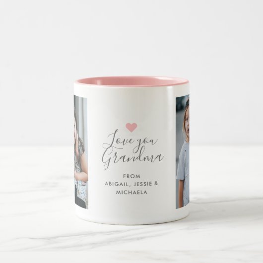 Moderne "Liebe you Oma" 2-Foto Zweifarbige Tasse (Mittel)
