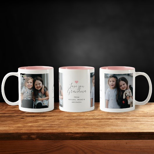 Moderne "Liebe you Oma" 2-Foto Zweifarbige Tasse