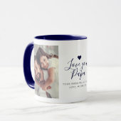 Moderne "Liebe you Papa" 2-Foto Tasse (Vorderseite Links)