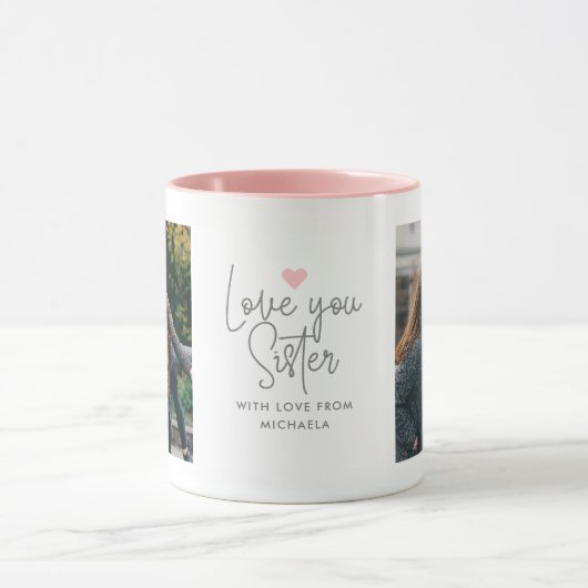 Moderne "Liebe You Sister" 2-Foto Tasse (Zentrum)
