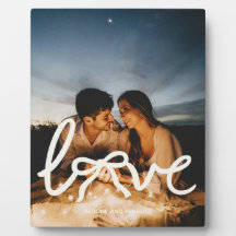 Moderne Liebesbogen-Typografie-Paar-Foto-Plakette