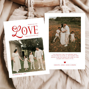 Moderne Liebesfamilienfoto Frohen Valentinstag Feiertagskarte