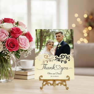 Moderne Liebesherz-Hochzeit Flache Dankeschön Po Postkarte