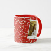 Moderne Liebesschrift Paar Foto Custom Initial  Tasse (VorderseiteRechts)