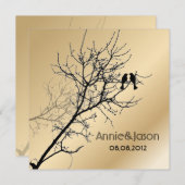 Moderne Liebesvögel rustikale Landhochzeit Einladung (Vorne/Hinten)