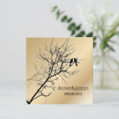 Moderne Liebesvögel rustikale Landhochzeit Einladung (Stehend Vorderseite)