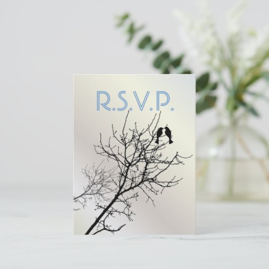 Moderne Liebesvögel rustikale Landhochzeit uAwg Einladungspostkarte (Stehend Vorderseite)