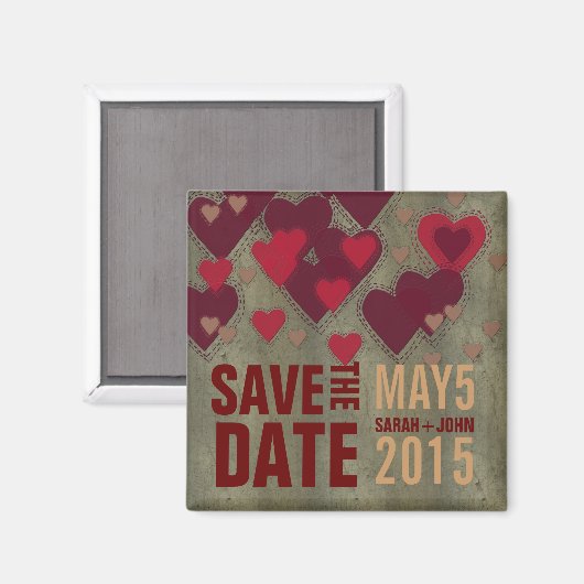 Moderne Liebhaber roter Herzen speichern das Datum Magnet (Vorderseite/Rückseite)