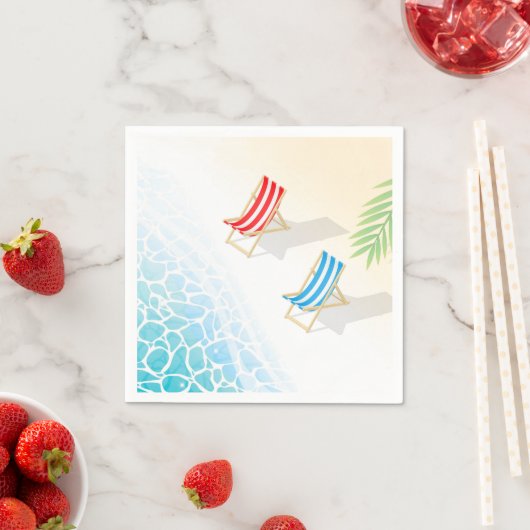 Moderne Liegestühle am Meer Art Serviette (Beispiel)