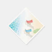 Moderne Liegestühle am Meer Art Serviette (Ecke)