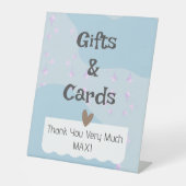 Moderne Light Blue Baby Duschgeschenke und Karten Sockelschild (Vorderseite)