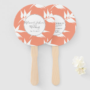 Moderne Light Coral Blätter Silo Wedding Round Fächer