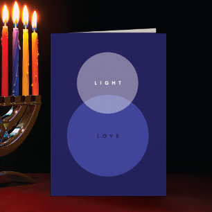 Moderne Light & Love Blue gefaltete Hanukkah-Karte Feiertagskarte