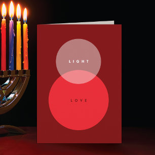 Moderne Light & Love rote gefaltete Chanukka Karte