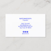 Moderne Light Pink Bold Blue Typografy Visitenkarte (Rückseite)