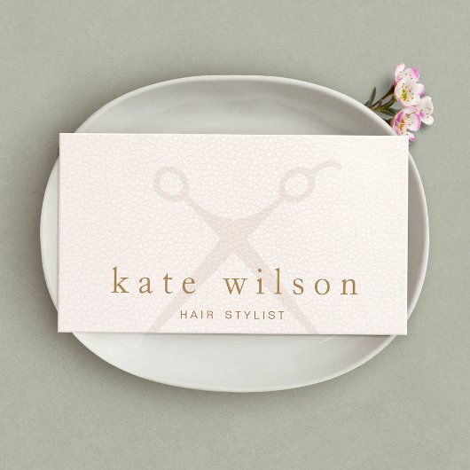 Moderne Light Pink Hair Stylist Salon Scheren Visitenkarte