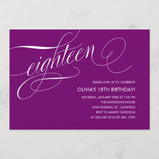 Moderne lila 18. Geburtstags-Einladungen Einladung