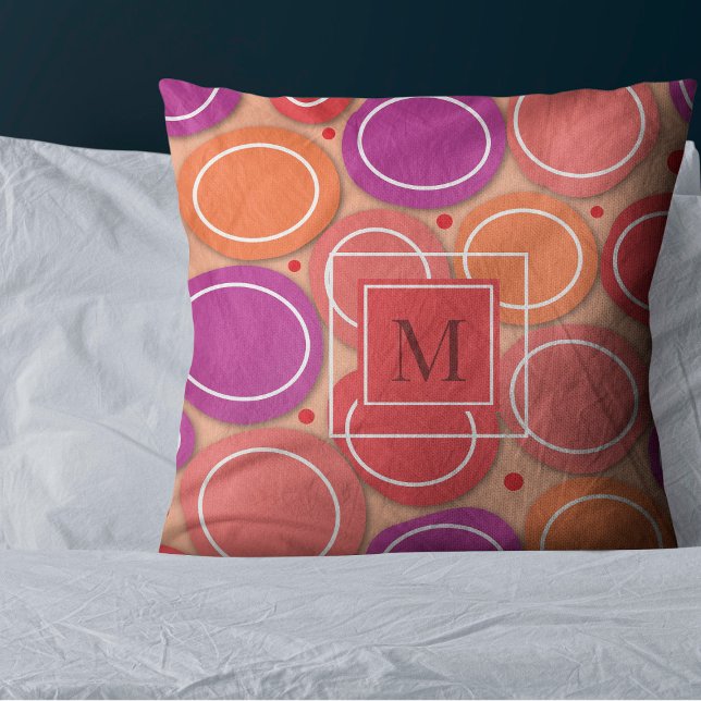 Moderne Lila Abstrakte Kreise Monogram Kissen (Von Creator hochgeladen)