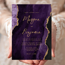 Moderne Lila Agate Chic Script Wedding
