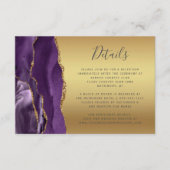 Moderne Lila Agate Gold Glam Foil Wedding Details Begleitkarte (Vorderseite)