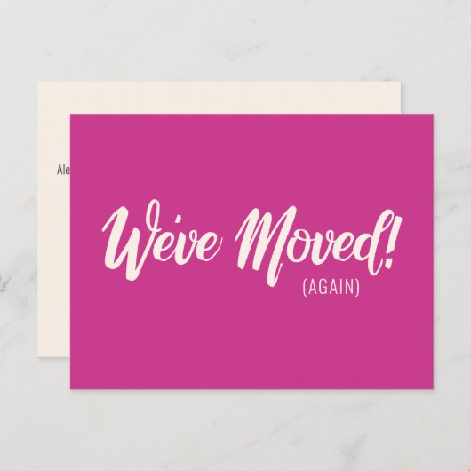 Moderne Lila Ankündigung über die Bewegung Postkarte (Vorne/Hinten)