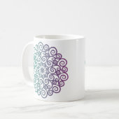 Moderne lila aquamarine Blumenmandala ombre Kaffeetasse (Vorderseite Links)