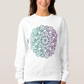 Moderne lila aquamarine Blumenmandala ombre Sweatshirt (Vorderseite)