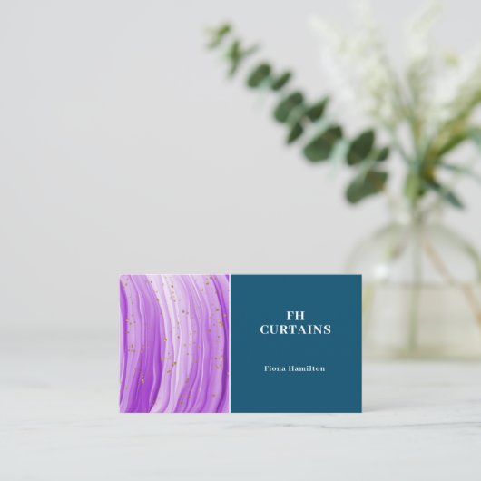 Moderne Lila, Aquamarine Green Business Card Visitenkarte (Stehend Vorderseite)