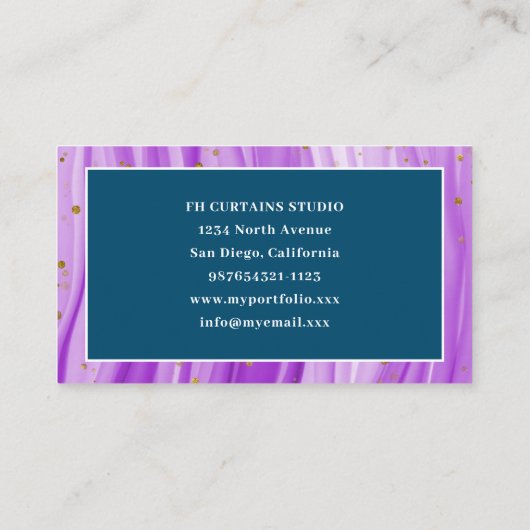 Moderne Lila, Aquamarine Green Business Card Visitenkarte (Rückseite)