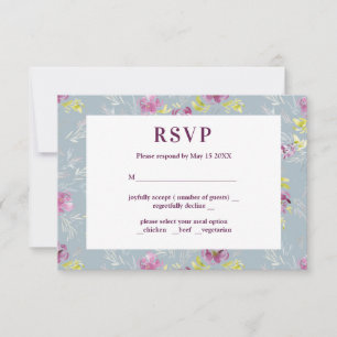 Moderne lila Aquarell-Blumen-RSVP-Sage-Karte  RSVP Karte