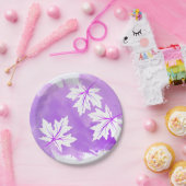 Moderne lila Aquarell- und Ahornfarben-Blätter Pappteller (Party)