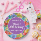 Moderne Lila Aquarellblume 21. Geburtstag Pappteller (Party)
