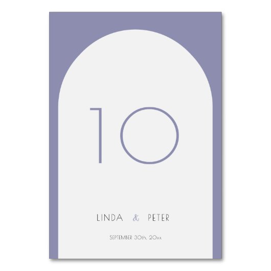 Moderne Lila Arch-Hochzeit Tischnummer (Vorderseite)