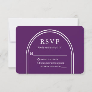 Moderne Lila Arch Wedding RSVP Karte