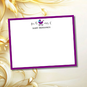 Moderne lila Babykinderwagen-Geburtsanzeige-Karte Einladung