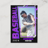 Moderne Lila Baseball-Kartenbörsen Telefonnummerkarte (Vorderseite)