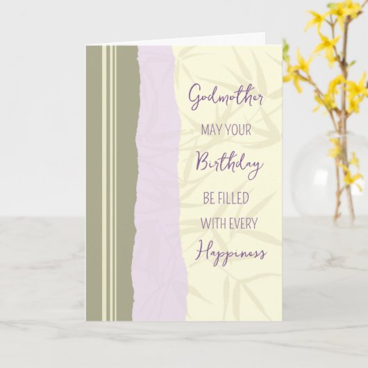 Moderne Lila Beige Godmutter Geburtstag Karte (Gelbe Blume)