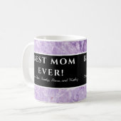 Moderne Lila "Beste Mutter aller Zeiten" Muttersch Kaffeetasse (Vorderseite Links)