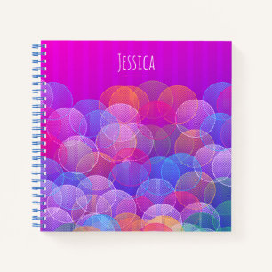 Moderne Lila Blasen Geometrisch Personalisiert Notizblock