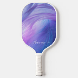 Moderne Lila Blaurosa Kalligraphie Pickleball Schläger