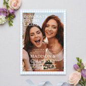 Moderne Lila Blue Gingham Foto Graduation Party Acryleinladungen