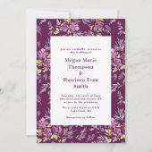 Moderne Lila Blume Hochzeitsfeiern Einladung (Vorderseite)