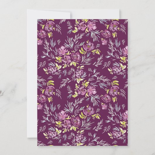 Moderne Lila Blume Hochzeitsfeiern Einladung (Rückseite)