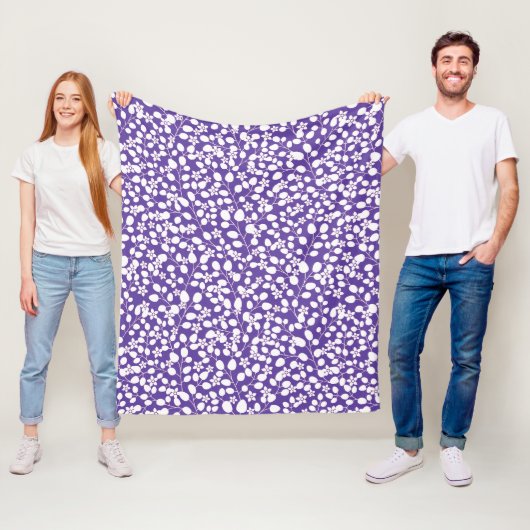 Moderne Lila Blume mit Blumenzweigen Fleecedecke (Beispiel)